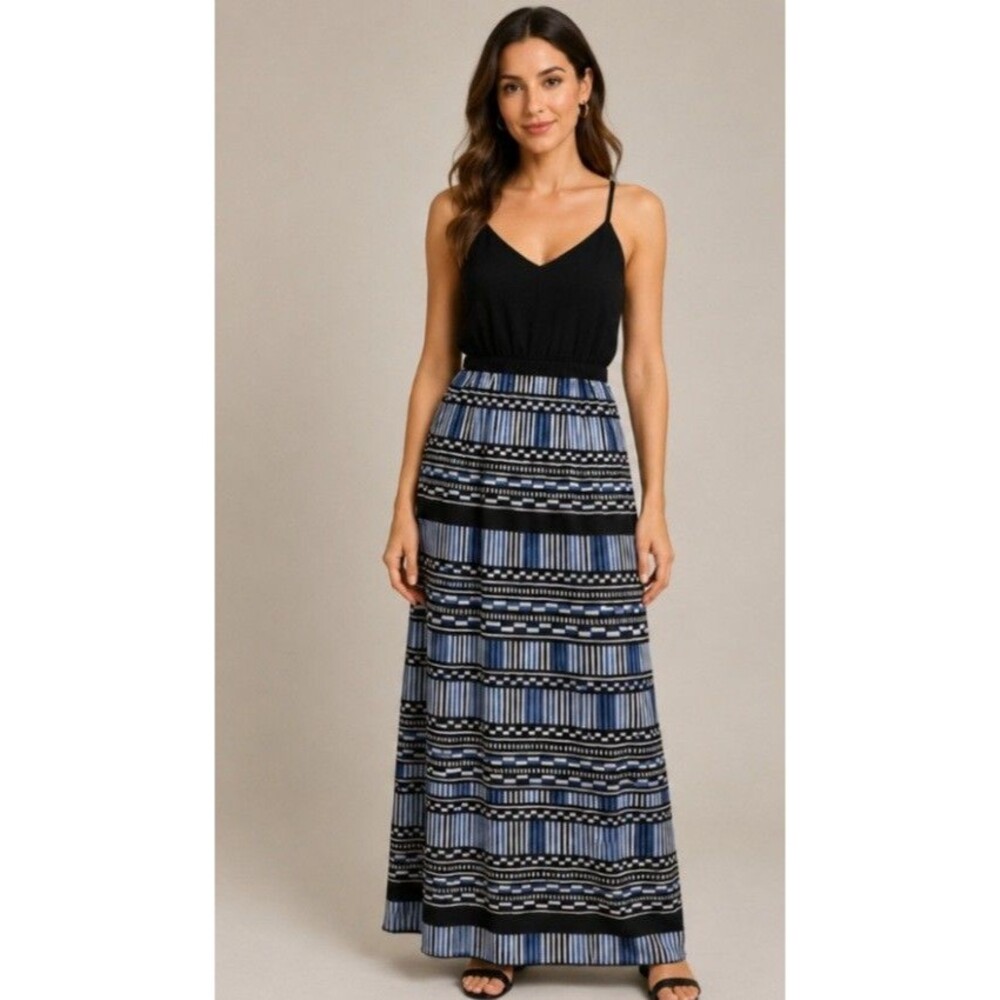 J Crew Sz 0 Ankle Length Long Dress Sleeveless Strappy Blue Womens Lightweight